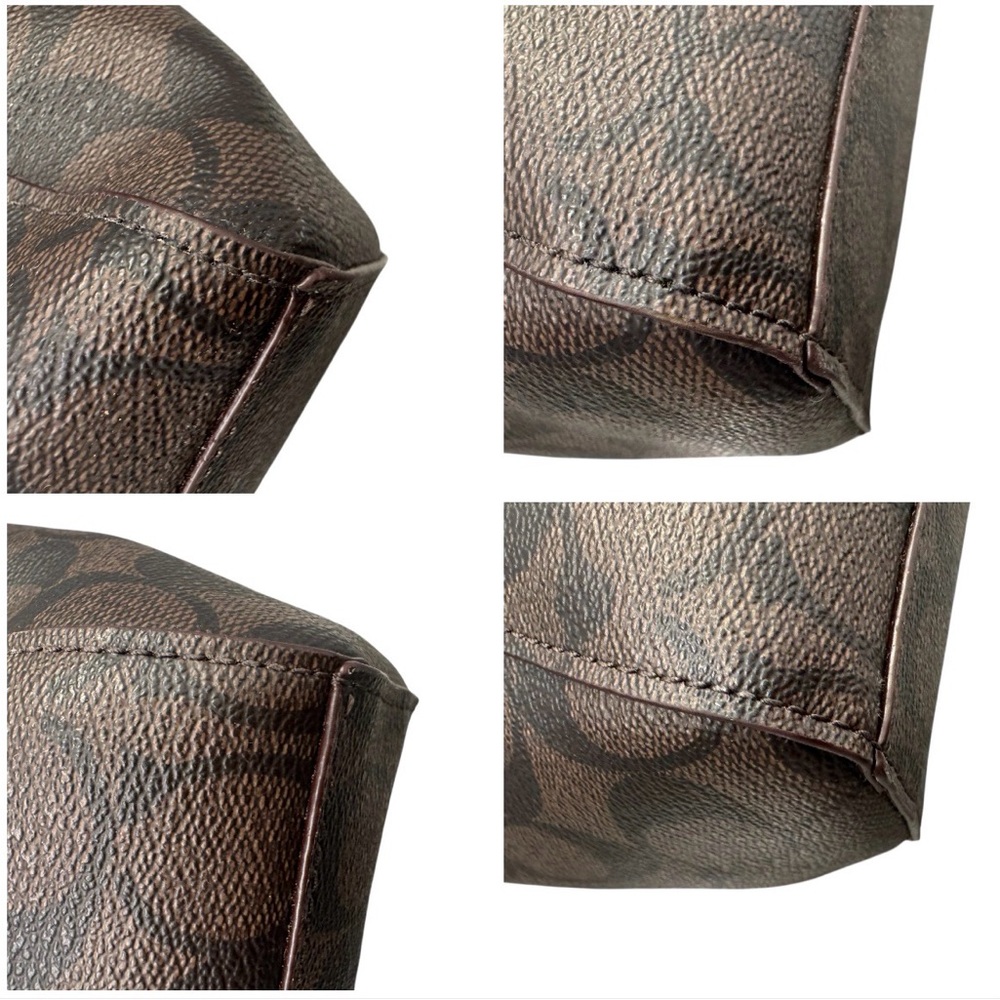 Coach Prairie Satchel Brown Signature Tote with Red Handles Crossbody *READ* - Picture 3 of 11